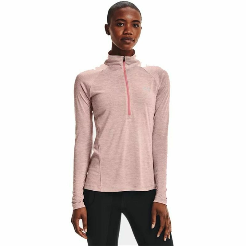 Image secondaire de T-Shirt à manches courtes femme Under Armour Tech 1/2 Zip Rose