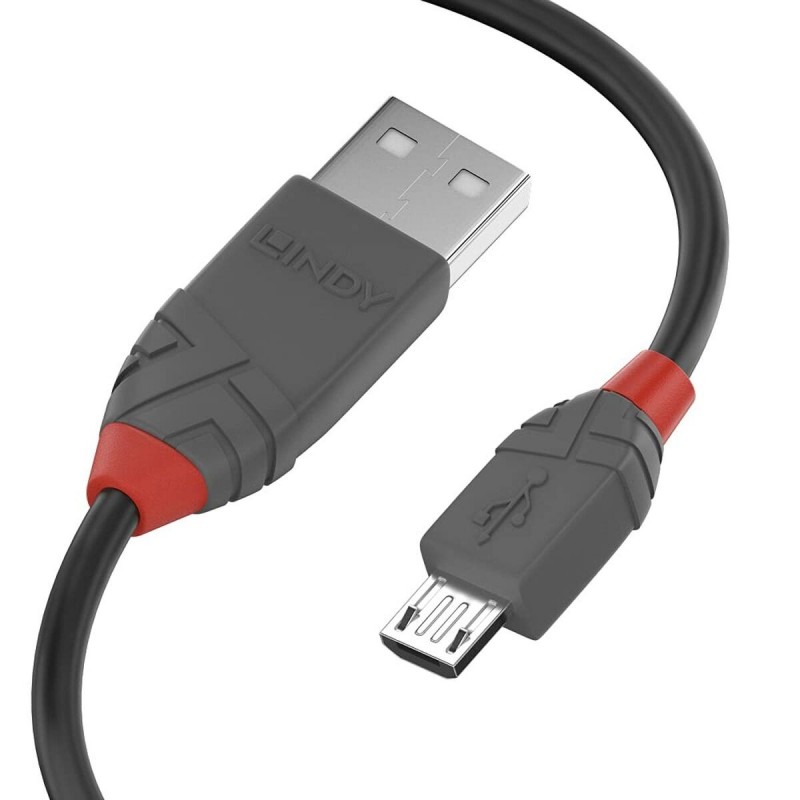 Lindy 36732 câble USB 1 m USB 2.0 USB A Micro-USB B Noir, Gris