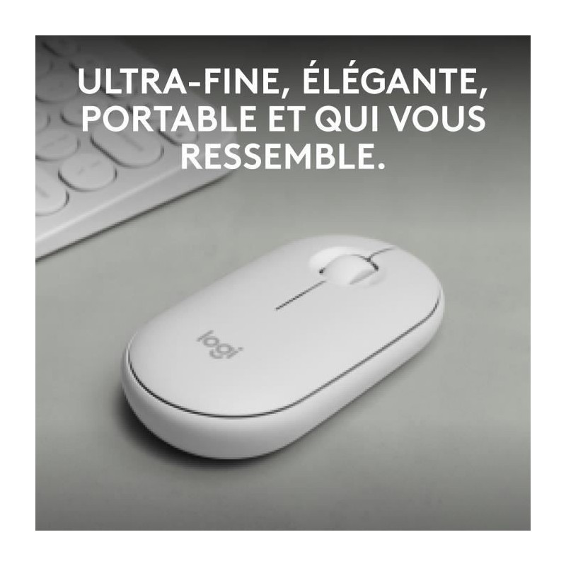 Image secondaire de Souris - Sans fil - Logitech - Pebble Mouse 2 M350s - Blanc