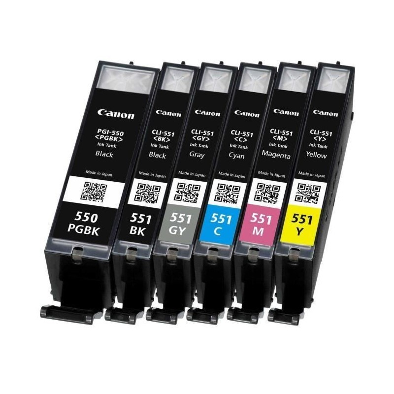 Image secondaire de Canon Multipack de 6 cartouches d'encre PGI-550/CLI-551 PGBK/C/M/Y/BK/GY