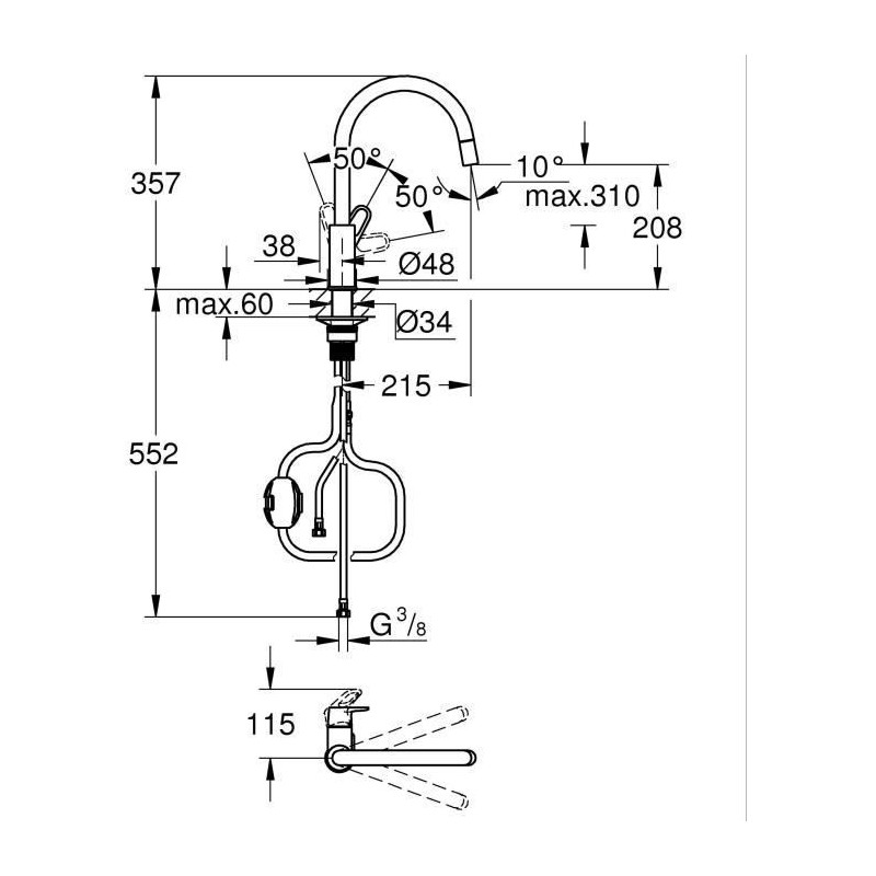 Image secondaire de Mitigeur Grohe Start Flow - 30569000 Laiton Forme en C