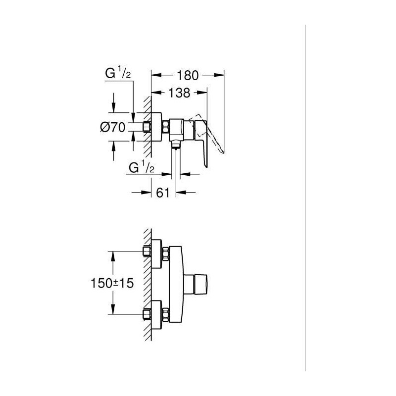 Image secondaire de Mitigeur de douche Grohe Start Noir mat Métal Laiton