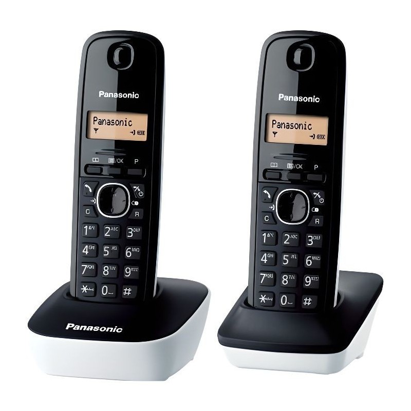 Téléphone Sans Fil Panasonic KX-TG1612 Ambre Noir/Blanc