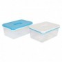 Boîte à repas rectangulaire avec couvercle White & Blue Grande 0,65 L