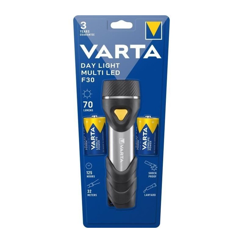 Varta Day Light Multi LED F30 Noir, Argent, Jaune Lampe torche