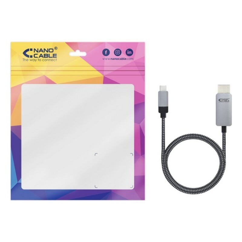 Image secondaire de NanoCâble 10.15.5102 câble vidéo et adaptateur 1,8 m USB Type-C HDMI Aluminium, Noir