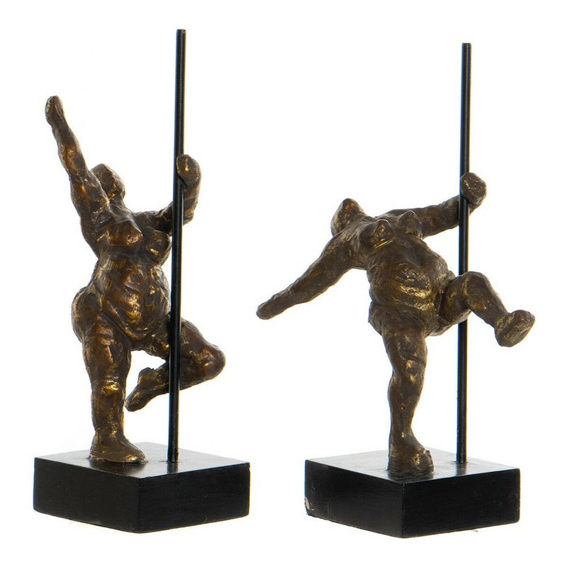 Figurine Décorative DKD Home Decor 20 x 10 x 31 cm Doré Aluminium Bois de manguier Danseuse Classique Moderne