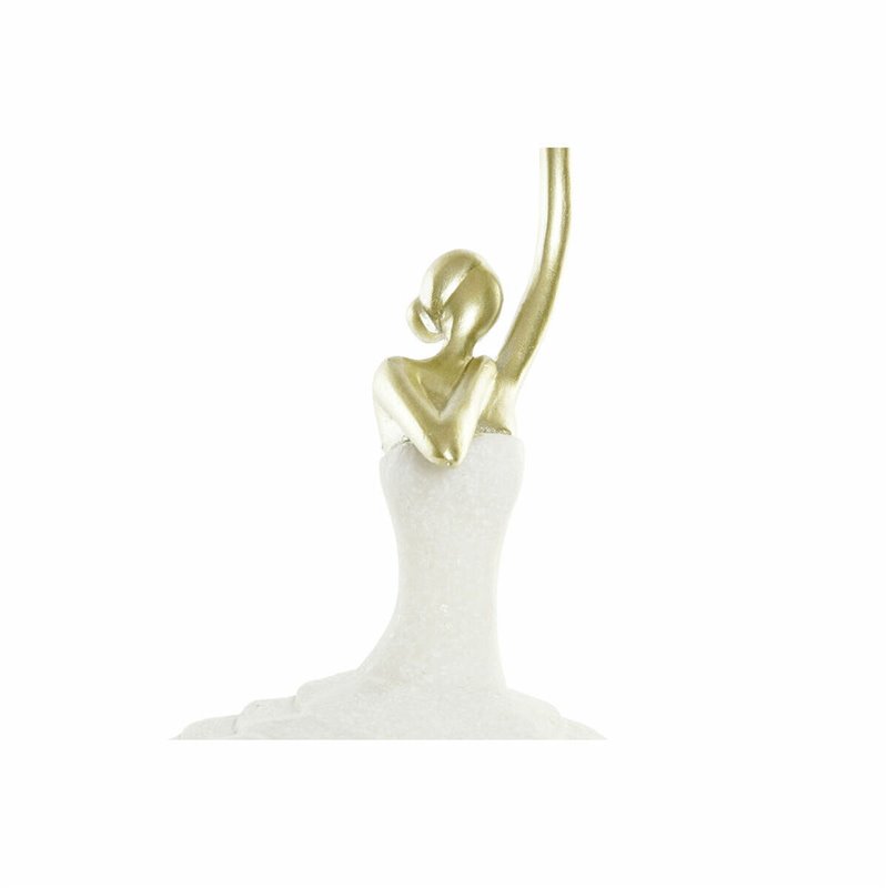 Figurine Décorative DKD Home Decor 13,5 x 12,5 x 40 cm Doré Blanc Résine Danseuse Classique