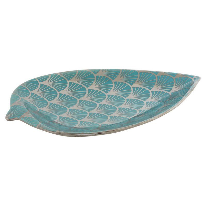 Image secondaire de Centre de Table DKD Home Decor 27,5 x 16 x 3 cm Turquoise Oriental Chrome Feuille d'une plante