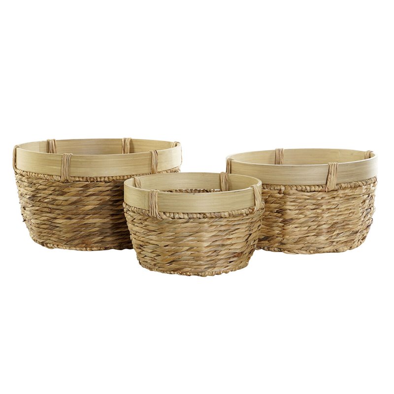 Image secondaire de Set de basket DKD Home Decor Bambou Tropical Joncs (40 x 40 x 23 cm) (3 Pièces)