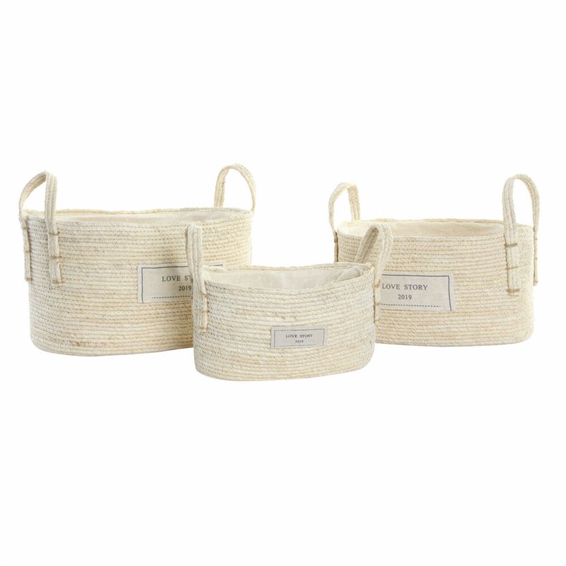 Image secondaire de Set de basket DKD Home Decor Coton Fibre (34 x 23 x 20 cm)