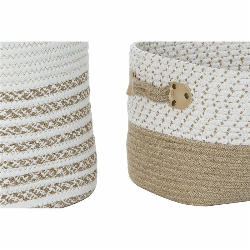 Image secondaire de Set de basket DKD Home Decor Blanc Coton Jute (45 x 45 x 54 cm) (6 Pièces)