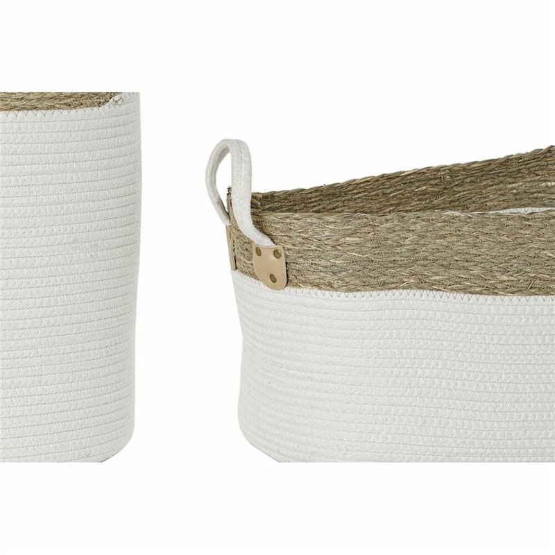 Image secondaire de Set de basket DKD Home Decor Blanc Coton Fibre naturelle (41 x 41 x 52,5 cm) (7 Pièces)