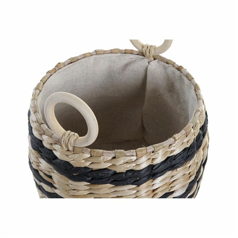 Image secondaire de Set de basket DKD Home Decor Noir Naturel Fibre naturelle Colonial 30 x 30 x 25 cm (3 Pièces)