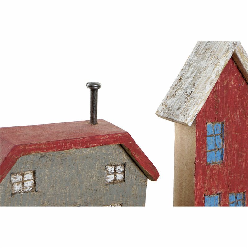 Image secondaire de Figurine Décorative DKD Home Decor Multicouleur Fer Maisons (60 x 10 x 24 cm)