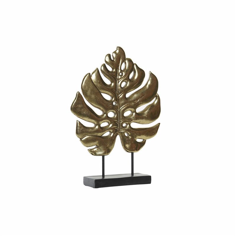 Figurine Décorative DKD Home Decor 25,5 x 6 x 34 cm Noir Doré Tropical Feuille d'une plante