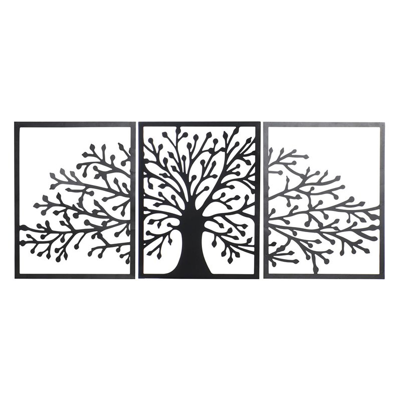 Décoration murale DKD Home Decor Noir Arbre Cottage 141 x 1,3 x 61 cm