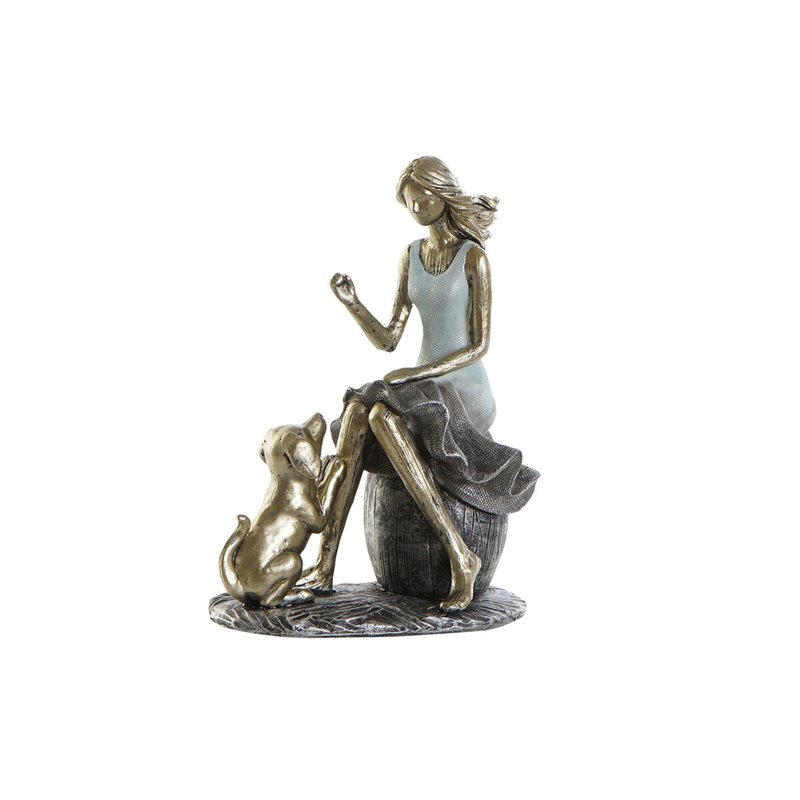 Figurine Décorative DKD Home Decor Bleu Doré Femme 13 x 8,5 x 17,5 cm