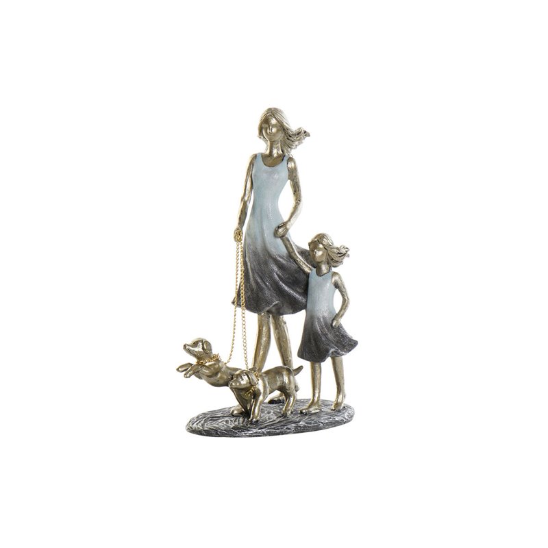 Figurine Décorative DKD Home Decor 16 x 9,5 x 24 cm Bleu Doré Famille