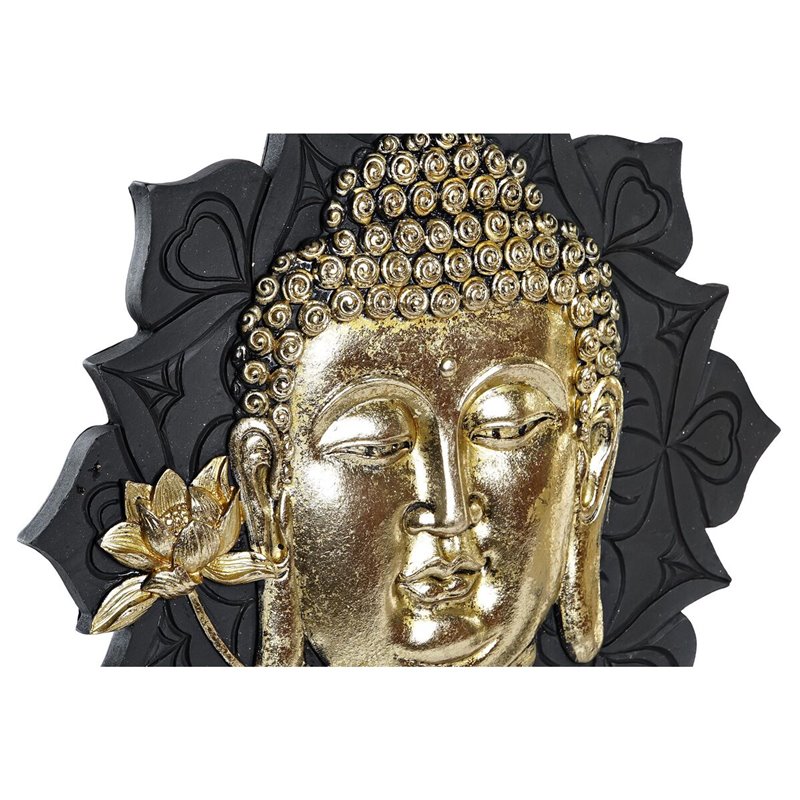 Image secondaire de Figurine Décorative DKD Home Decor 27 x 8 x 33,5 cm Noir Doré Buda Oriental (2 Unités)