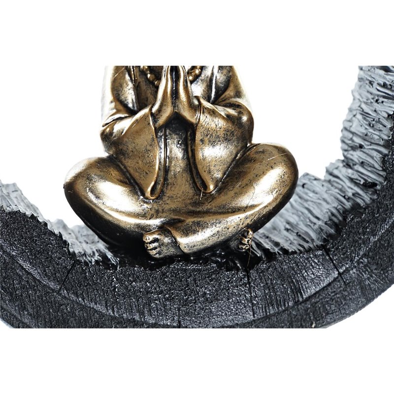 Image secondaire de Figurine Décorative DKD Home Decor Noir Doré Moine Oriental 20,8 x 6,5 x 18,5 cm (2 Unités)