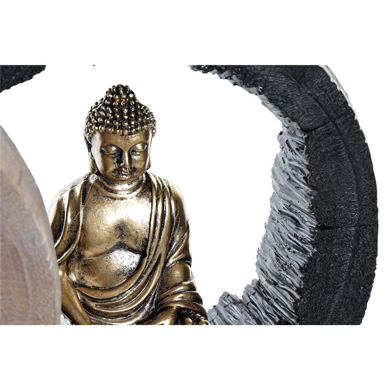 Image secondaire de Figurine Décorative DKD Home Decor Noir Doré Buda Oriental 20,8 x 6 x 18,5 cm (2 Unités)