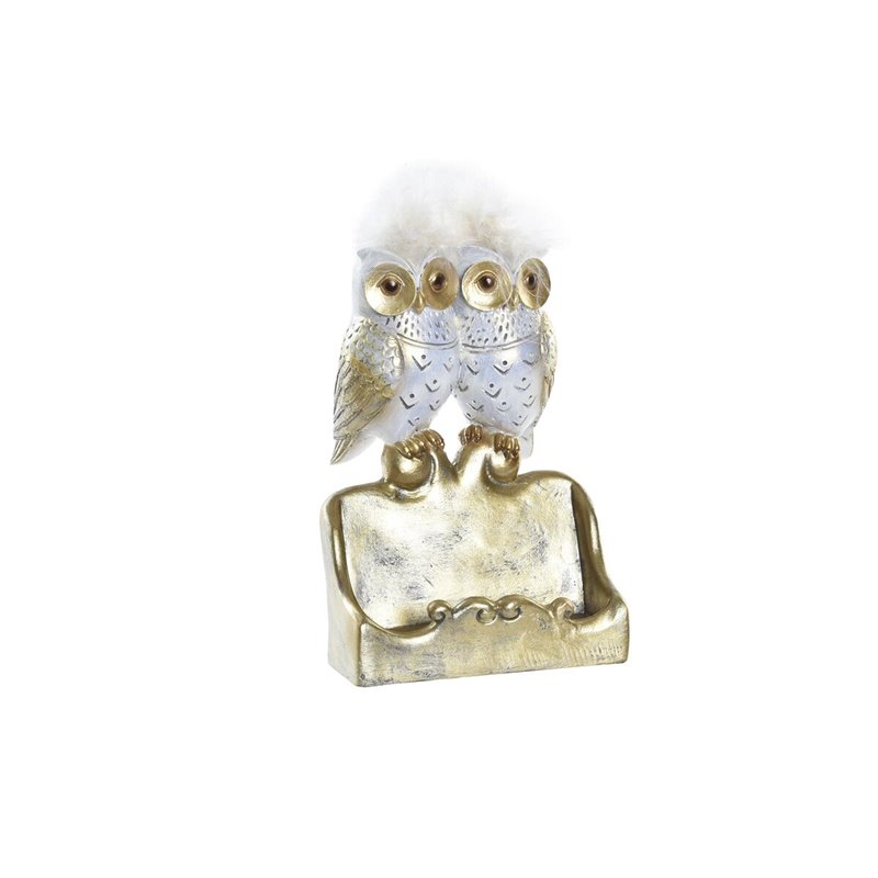 Figurine Décorative DKD Home Decor Blanc Doré Hiboux 10 x 8 x 7 cm