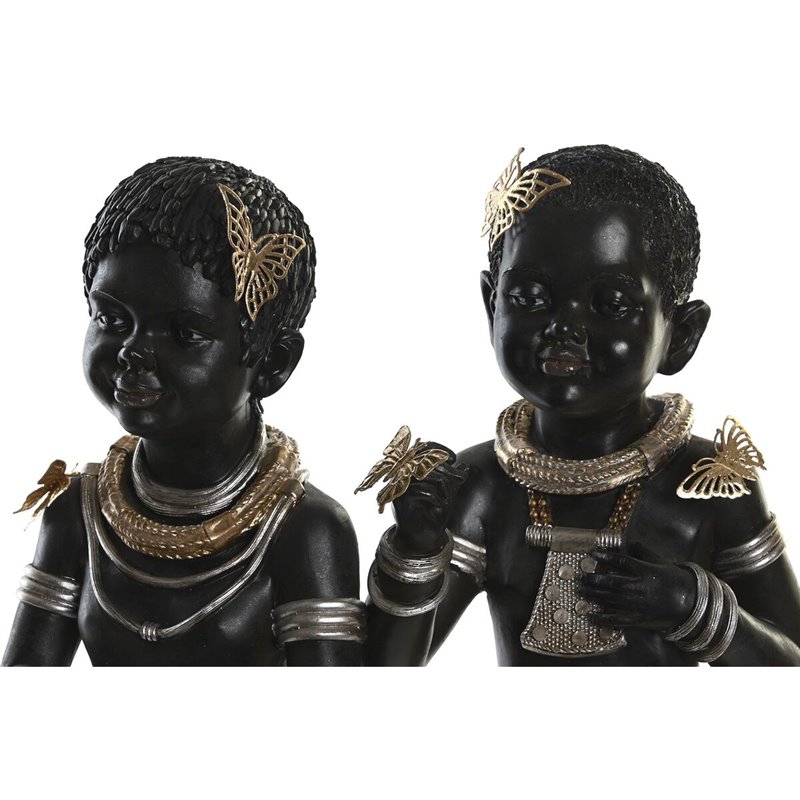 Image secondaire de Figurine Décorative DKD Home Decor 20,5 x 18 x 35 cm Noir Colonial Africaine (2 Unités)