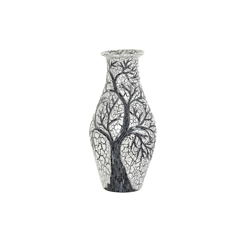 Vase DKD Home Decor Arbre Blanc Noir Blanc/Noir Verre Terre cuite 29 x 29 x 60 cm