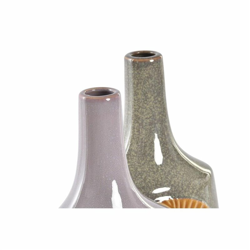 Image secondaire de Vase DKD Home Decor Marron Orange Grès Feuille d'une plante 18 x 18 x 39 cm (2 Unités)