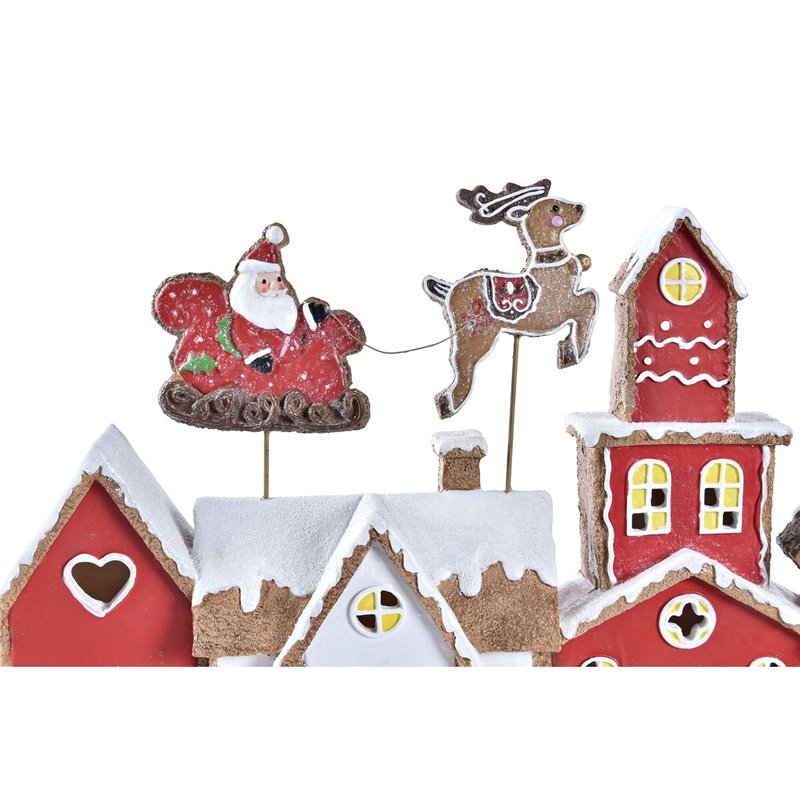 Image secondaire de Décorations de Noël DKD Home Decor Maison Blanc Rouge Résine 41 x 7,5 x 27 cm