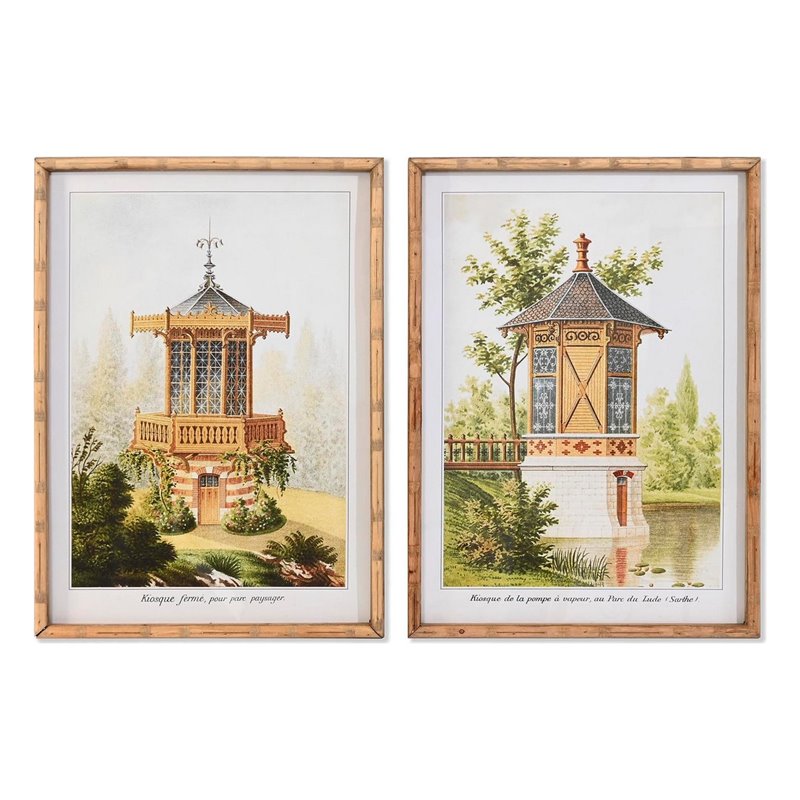 Cadre DKD Home Decor Sapin Verre Oriental 50 x 3 x 70 cm 50 x 70 x 2,8 cm (2 Unités)