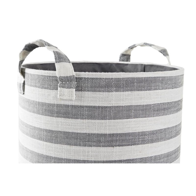 Image secondaire de Set de basket DKD Home Decor Gris Rayures Coton (3 Pièces) (35 x 35 x 40 cm)