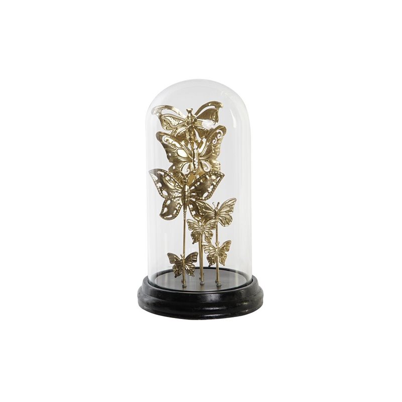 Figurine Décorative DKD Home Decor Verre Noir Doré Métal Papillons (18,5 x 18,5 x 32,5 cm)