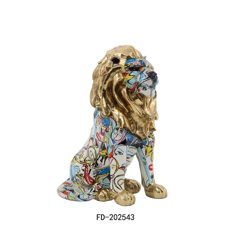 Image secondaire de Figurine Décorative DKD Home Decor Doré Lion Résine Multicouleur Moderne (21 x 14,5 x 27 cm) (15 x 21 x 27 cm)