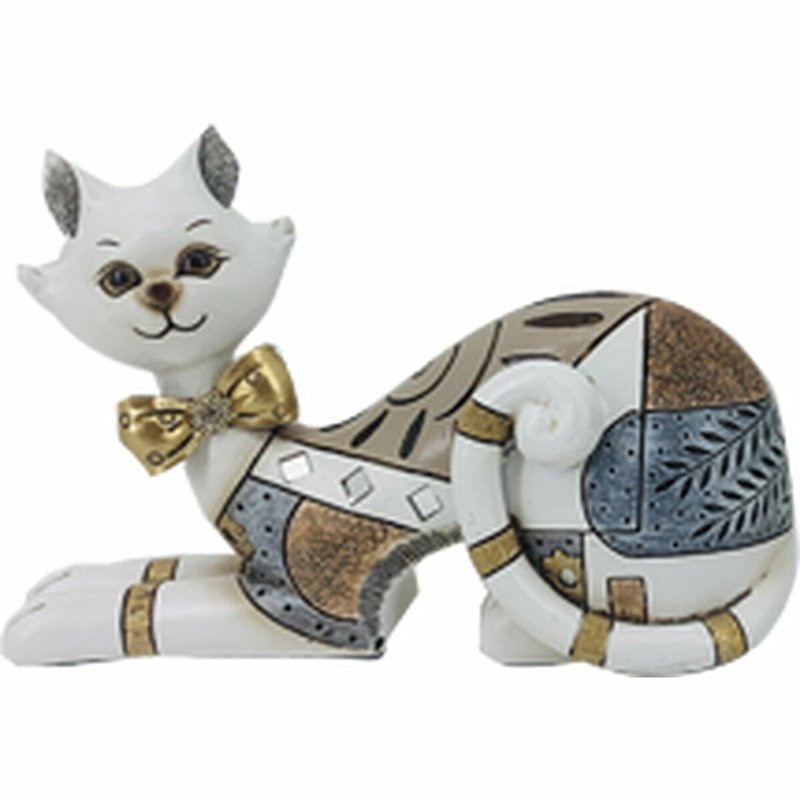 Image secondaire de Figurine Décorative DKD Home Decor Blanc Doré Chat 22,5 x 8 x 15 cm (2 Unités)