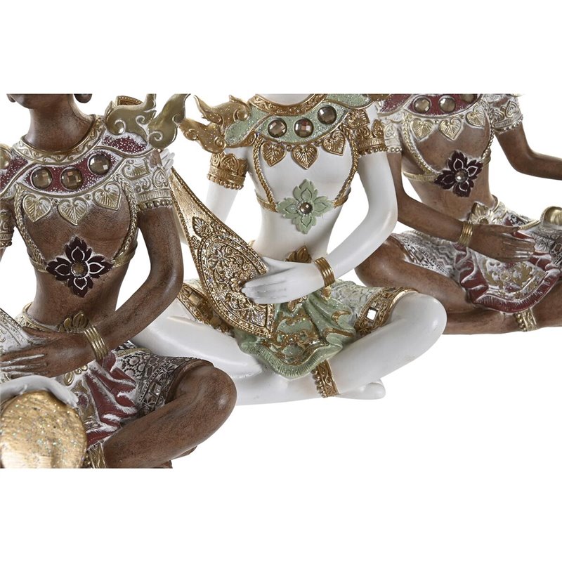 Image secondaire de Figurine Décorative DKD Home Decor Blanc Marron Buda Oriental 18 x 12 x 27,5 cm (4 Pièces)