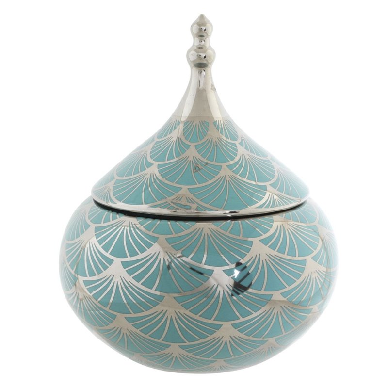 Potiche DKD Home Decor Blanc Doré Porcelaine Oriental Chrome 18 x 18 x 22 cm