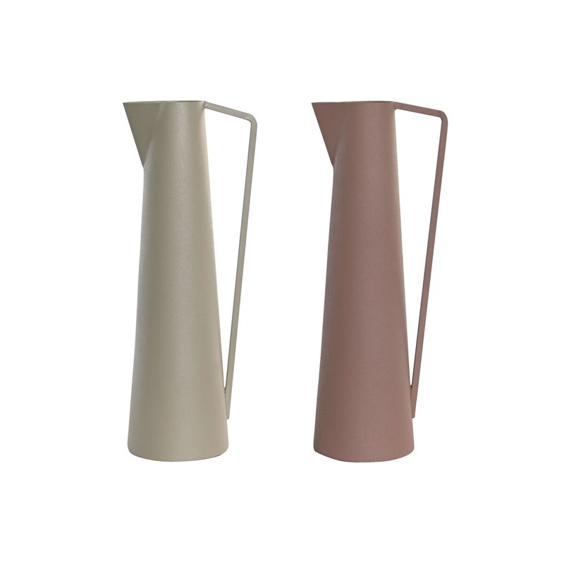 Vase DKD Home Decor Beige Rose Fer 12 x 10 x 35 cm (2 Unités)