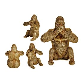 Figurine Décorative Gorille Doré 11 x 18 x 16,2 cm