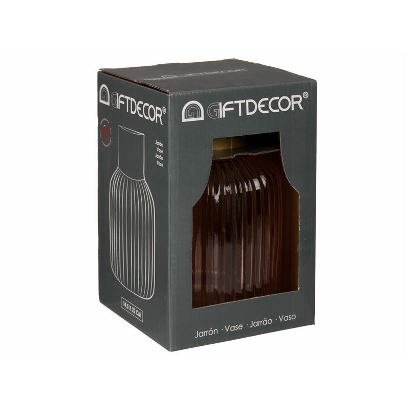 Image secondaire de Vase Rayures Rose Doré verre (14,5 x 22 x 14,5 cm)