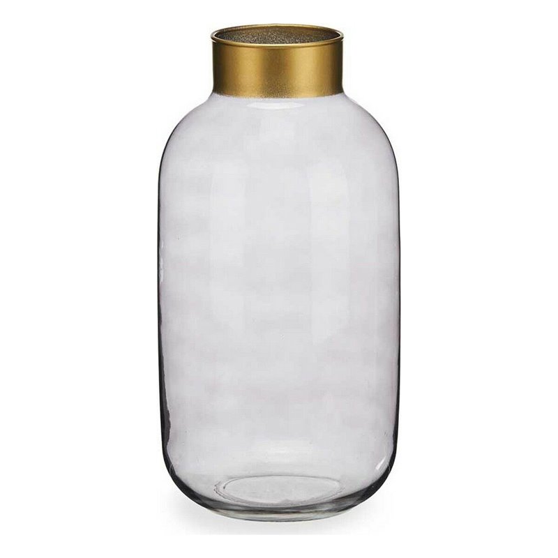 Vase Lisse Gris Doré verre (14,5 x 29,5 x 14,5 cm)