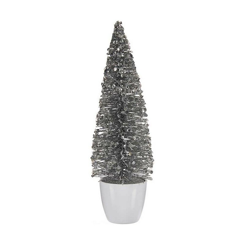 Sapin de Noël Moyen 10 x 33 x 10 cm Argenté Blanc Plastique