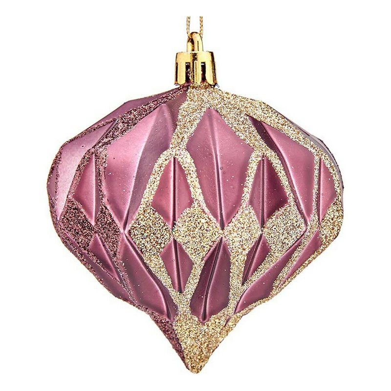 Boules de Noël Diamant Ø 8 cm 6 Unités Rose Plastique