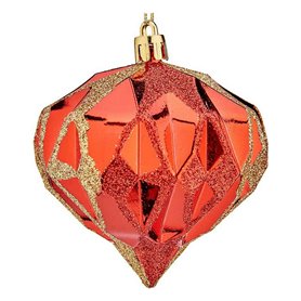 Boules de Noël Diamant Ø 8 cm Rouge Plastique 8 x 9 x 8 cm