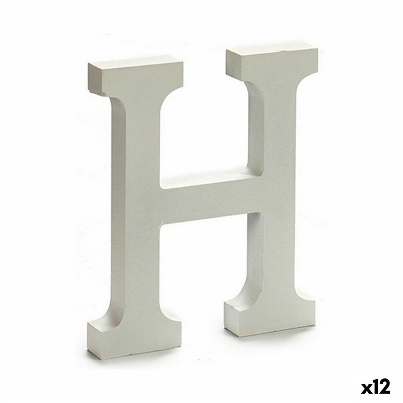 Lettre H Bois Blanc (1,8 x 21 x 17 cm) (12 Unités)