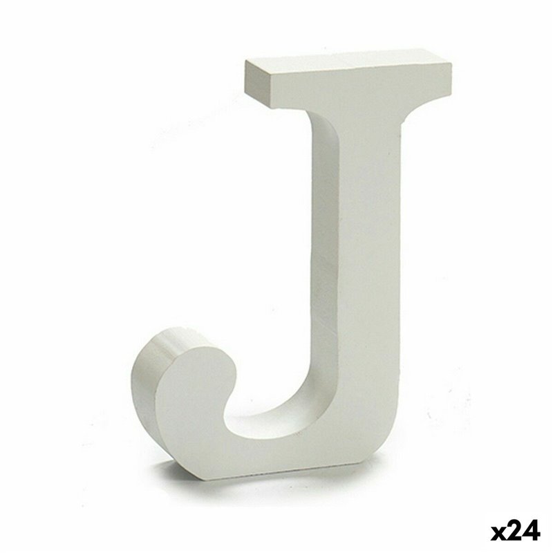 Lettre J (24 Unités) Blanc Bois 2 x 11 cm