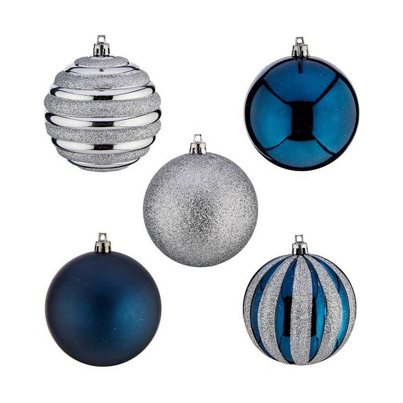 Image secondaire de Lot de boules de Noël Bleu Argenté Plastique Ø 6 cm (6 Unités)