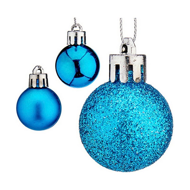 Image secondaire de Lot de boules de Noël Ø 3 cm Bleu Plastique (12 Unités)