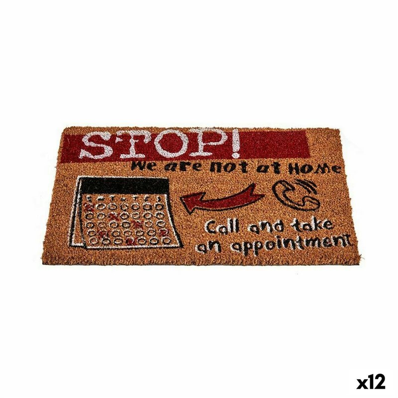 Paillasson Stop Noir Rouge Naturel Fibres de coco 40 x 1,5 x 60 cm (12 Unités)